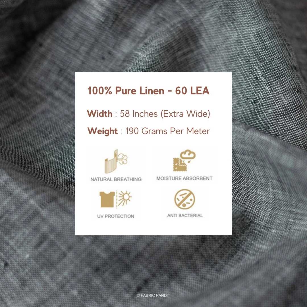 Carbon Black 60 LEA Linen Fabric