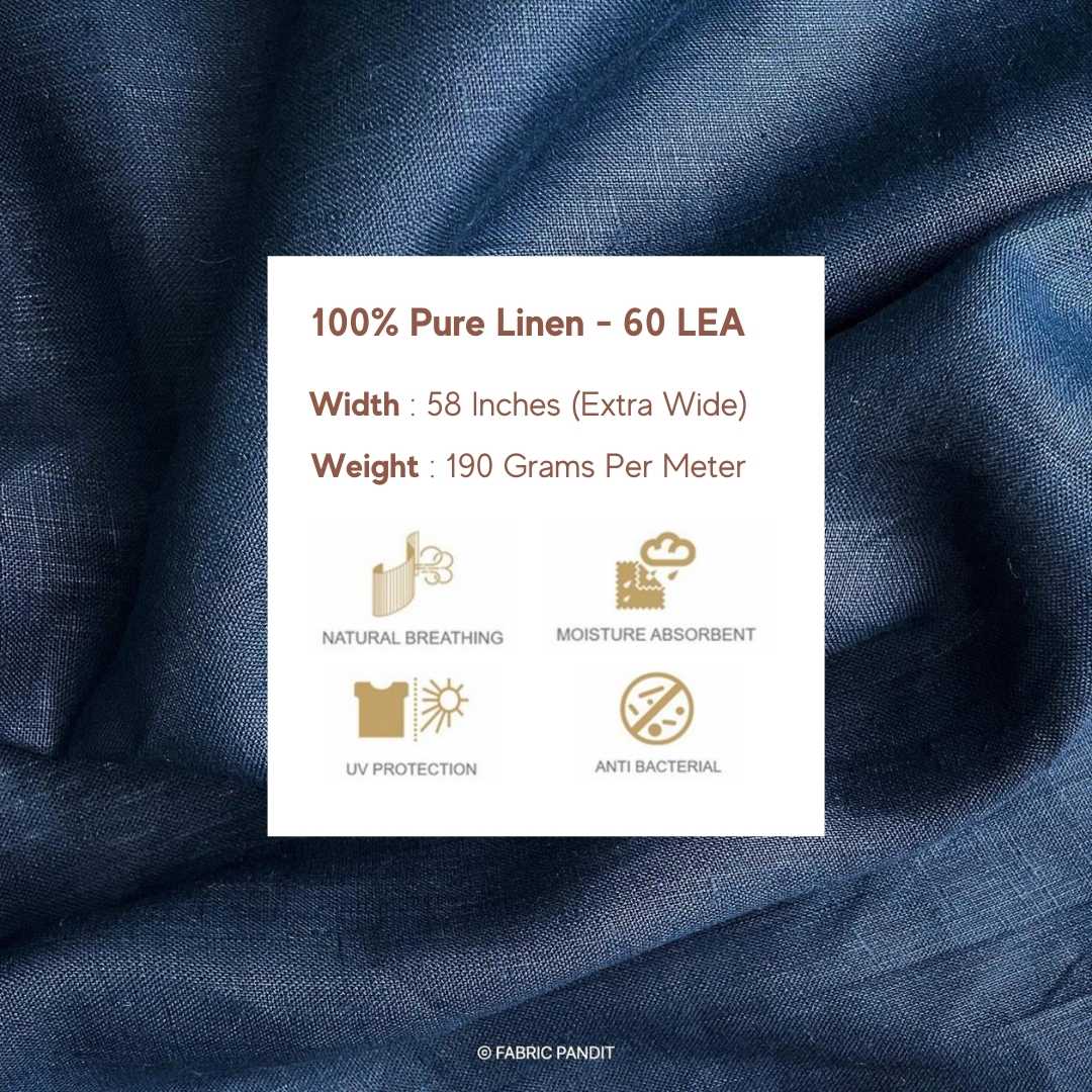 Denim Blue 60 LEA Linen Fabric