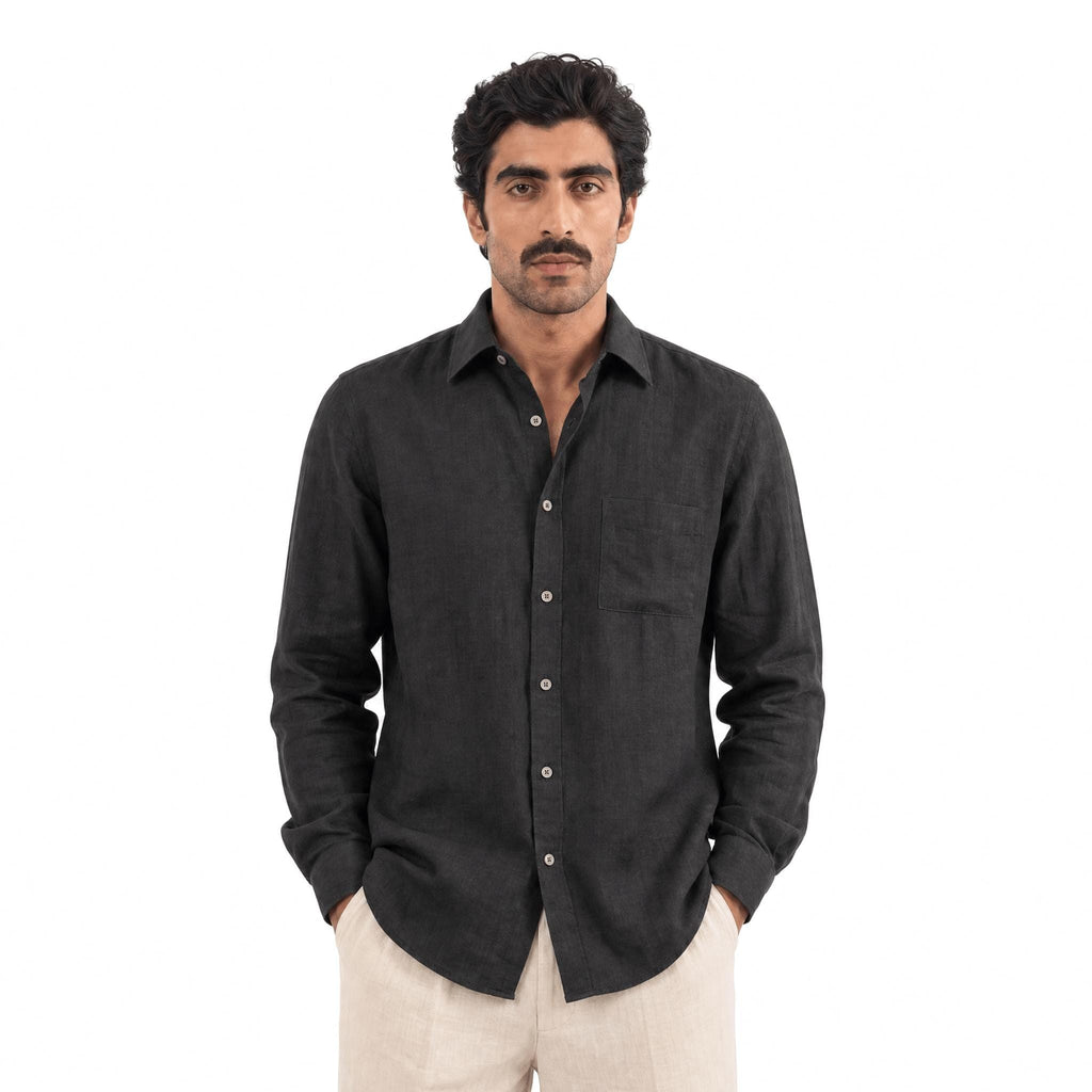 Carbon Black 60 LEA Linen Fabric
