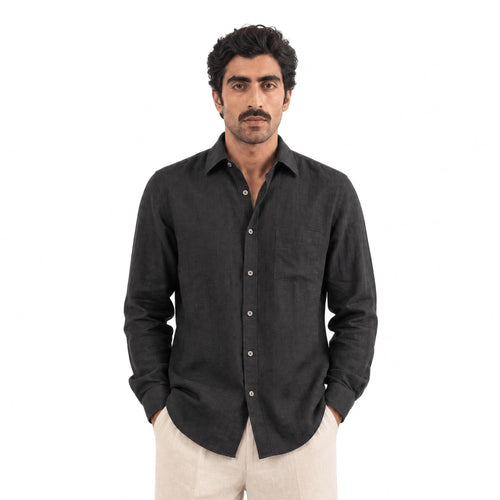 Carbon Black 60 LEA Linen Fabric