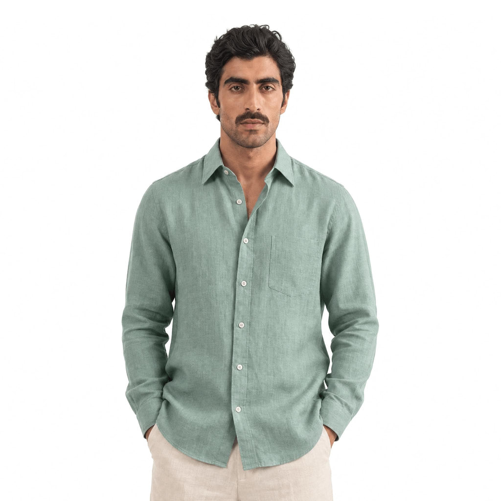 Dusty Mint Green 60 LEA Linen Fabric