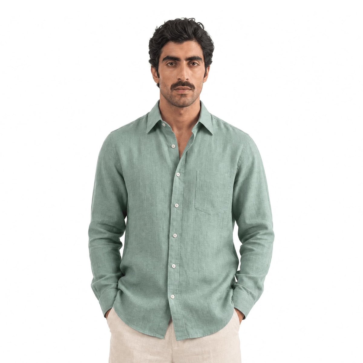 Dusty Mint Green 60 LEA Linen Fabric