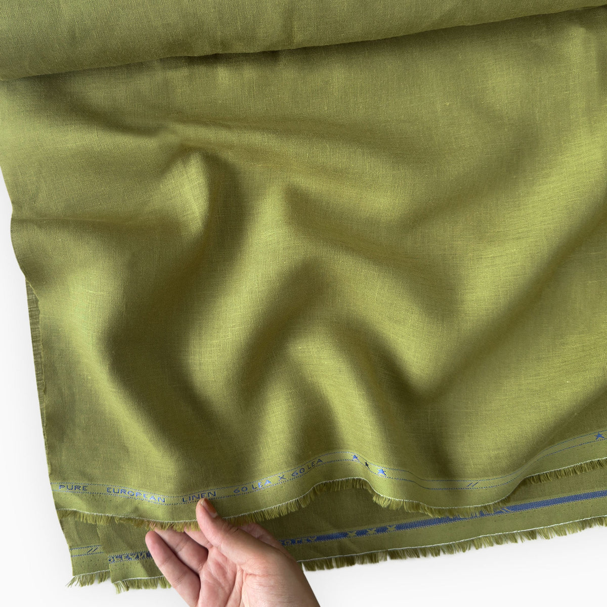 Dusty Olive Green 60 LEA Linen Fabric