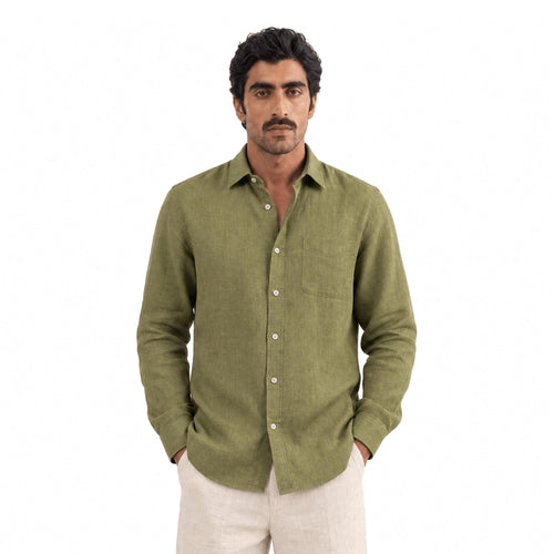 Dusty Olive Green 60 LEA Linen Fabric