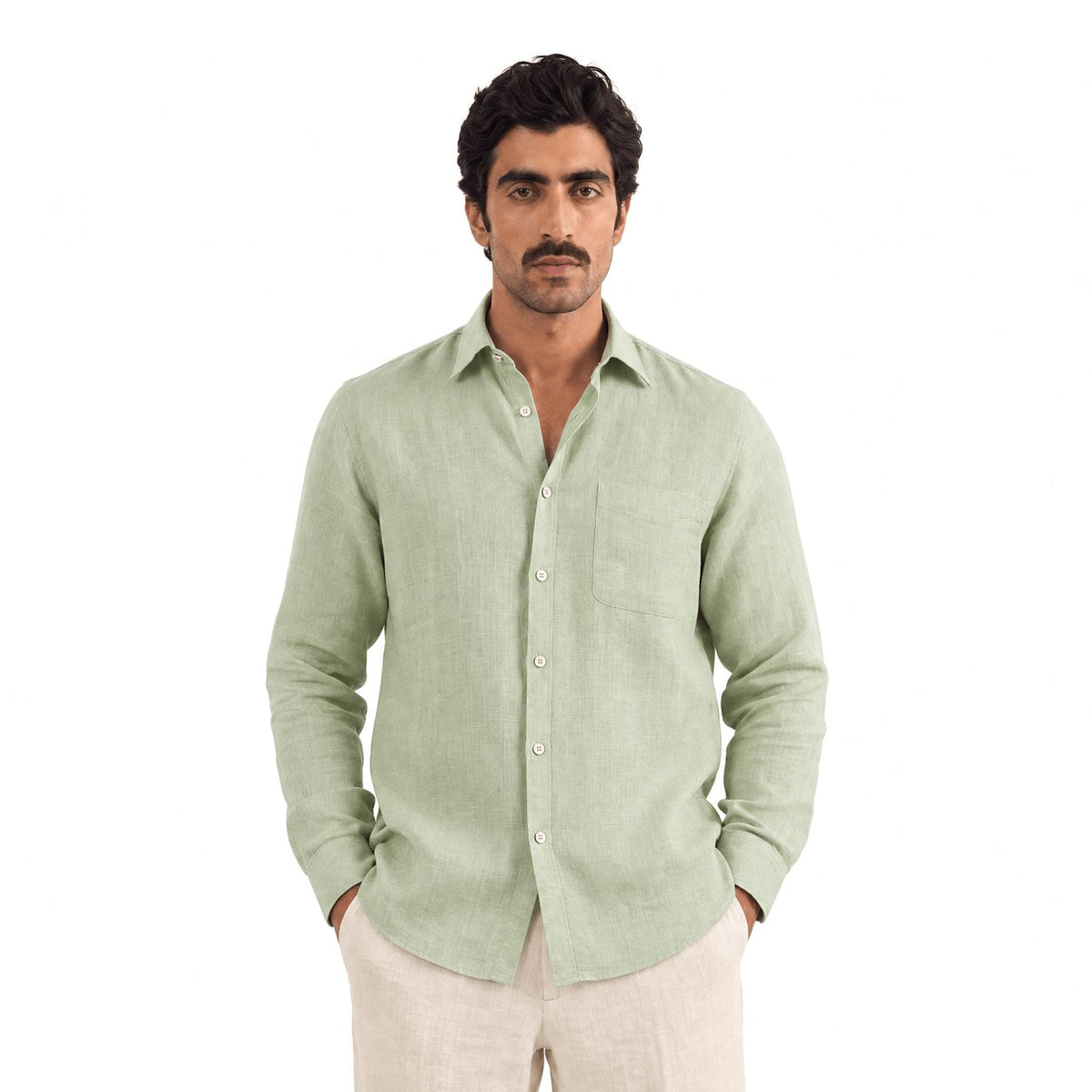 Light Olive Green 60 LEA Linen Fabric
