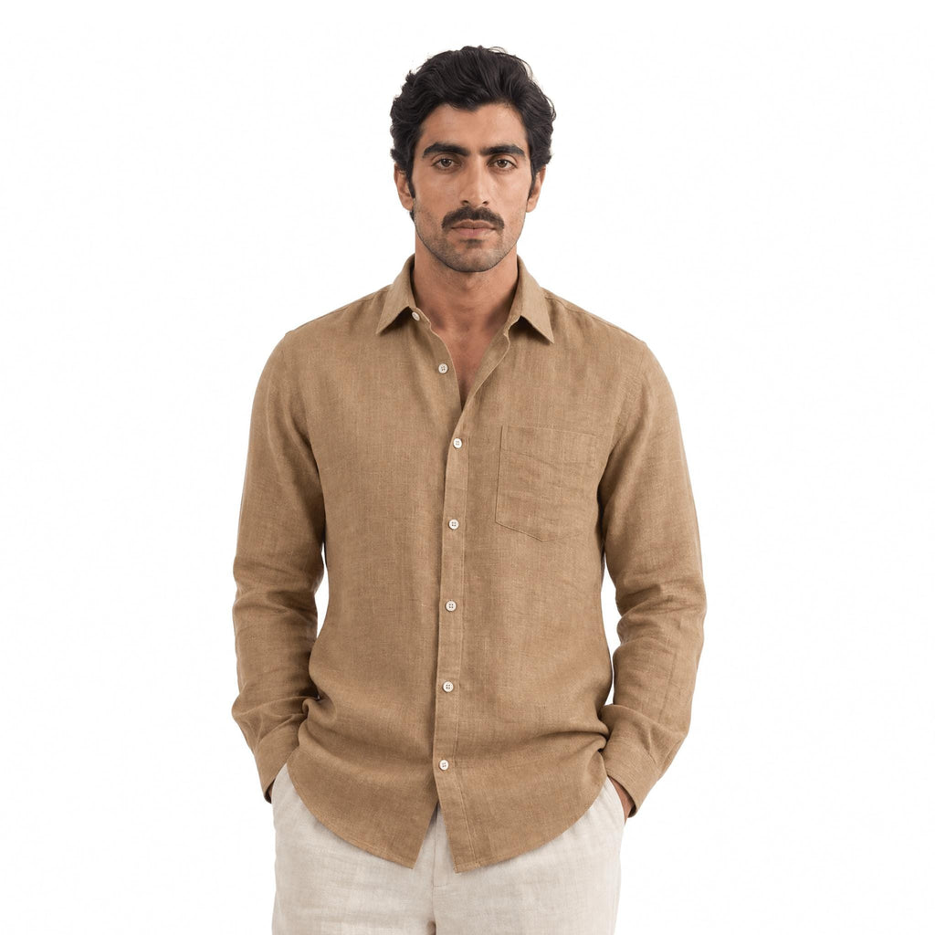 Mud Brown 60 LEA Linen Fabric