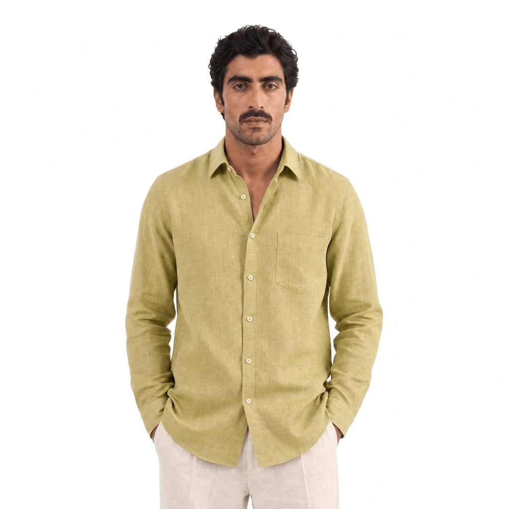 Muted Lime 60 LEA Linen Fabric