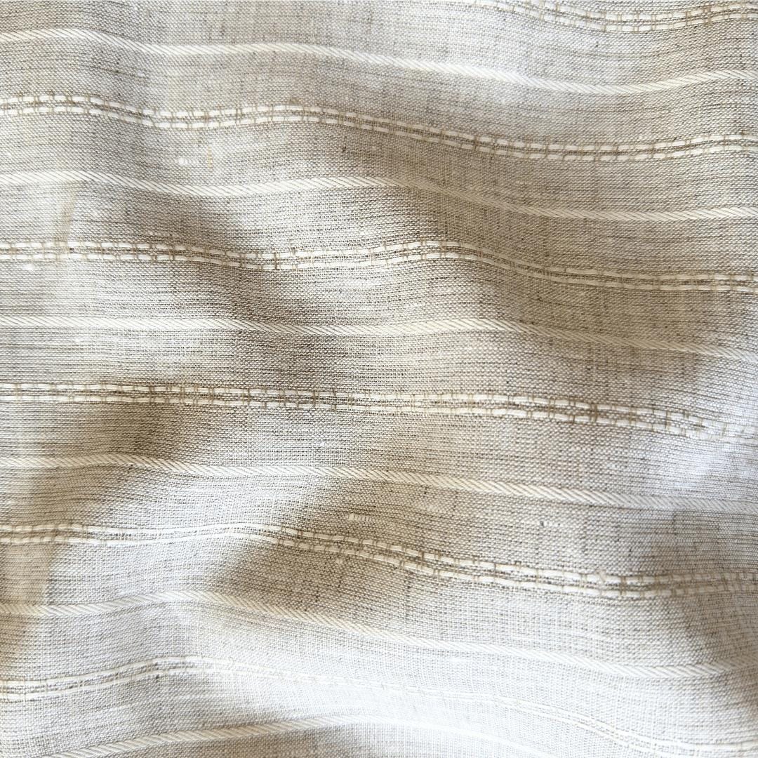 Natural Grey & Beige Stripes 60 LEA Linen