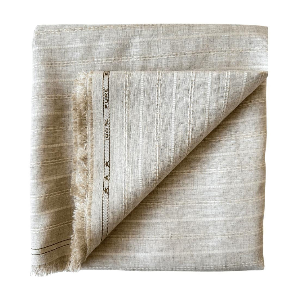 Natural Grey & Beige Stripes 60 LEA Linen