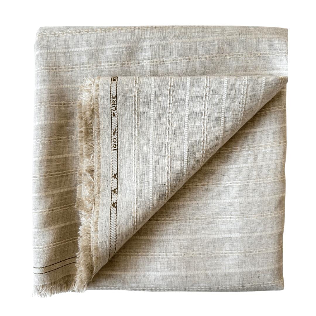 Natural Grey & Beige Stripes 60 LEA Linen