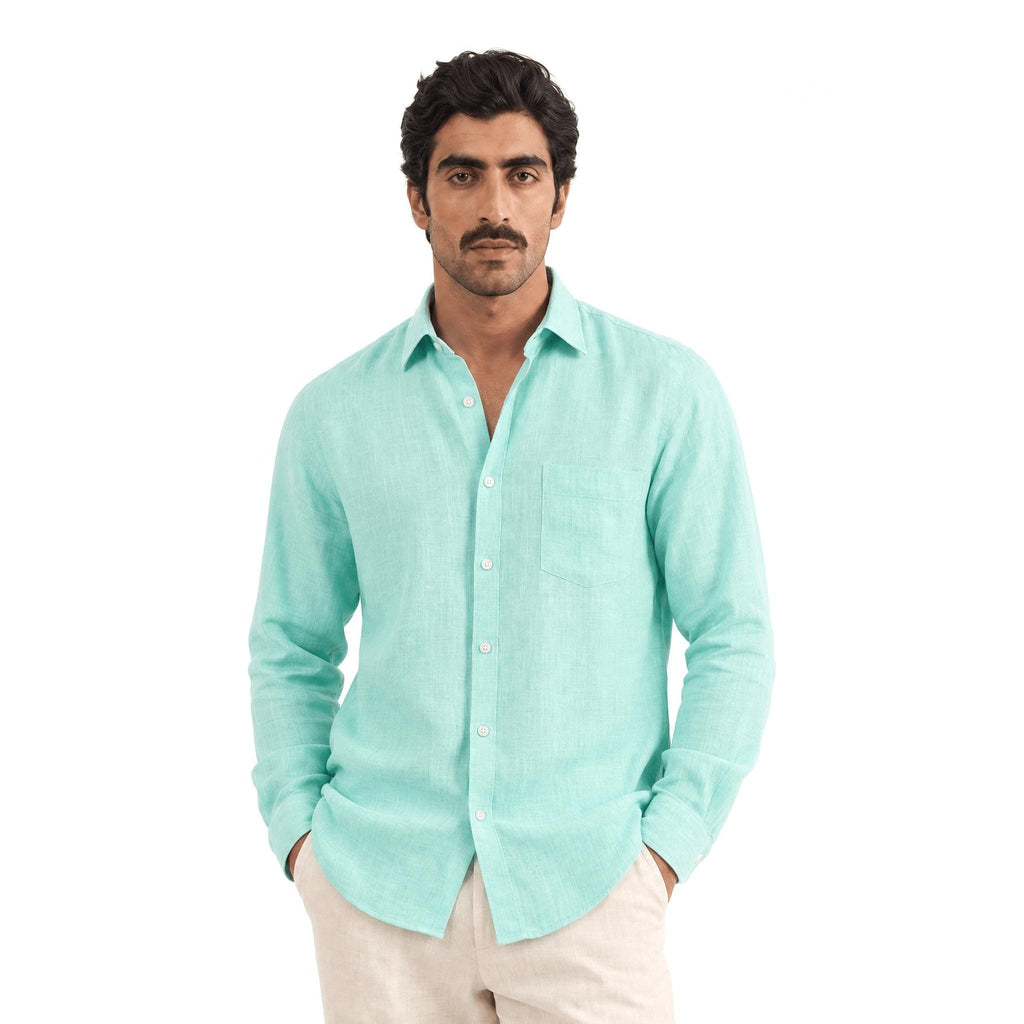 Pale Turquoise 60 LEA Linen Fabric