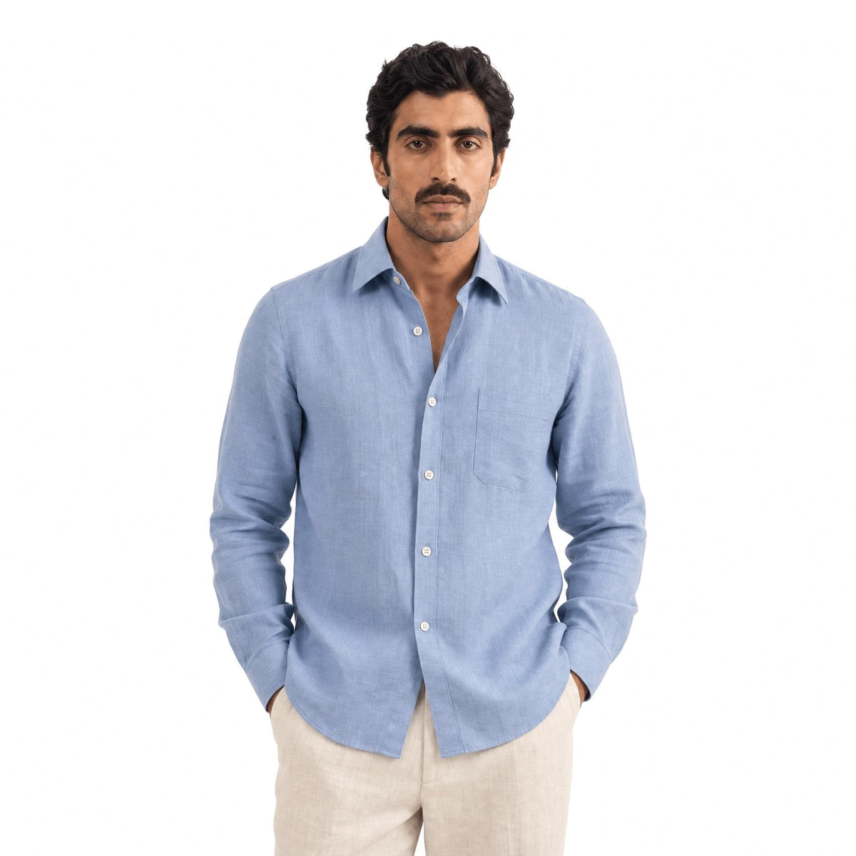 Placid Blue 60 LEA Linen Fabric