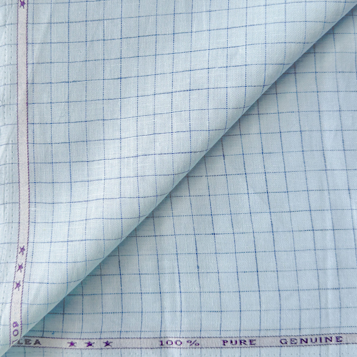 Baby Blue & Dark Blue Checks 60 LEA Linen Fabric
