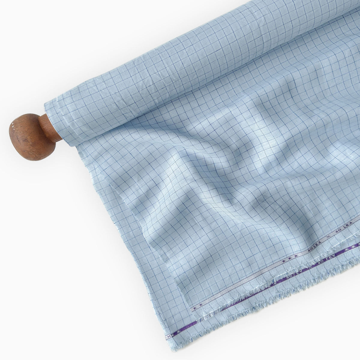 Baby Blue & Dark Blue Checks 60 LEA Linen Fabric