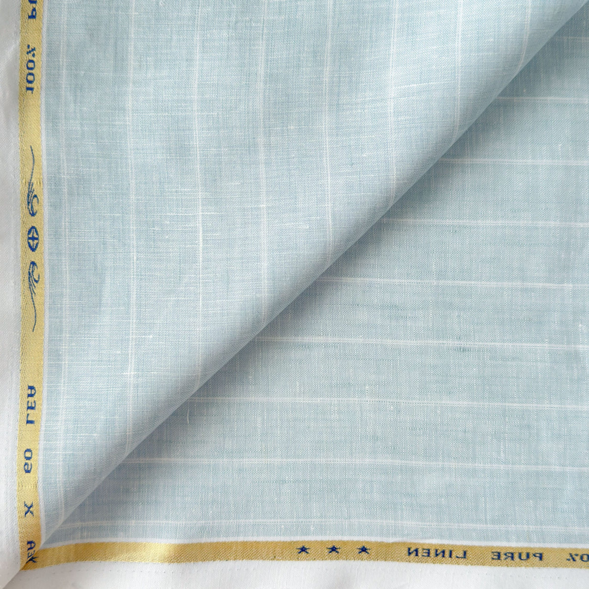 Baby Blue & White Stripes 60 LEA Linen Fabric