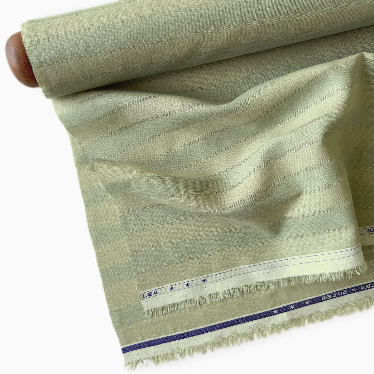 Dusty Green & Grey Stripes 60 LEA Linen Fabric