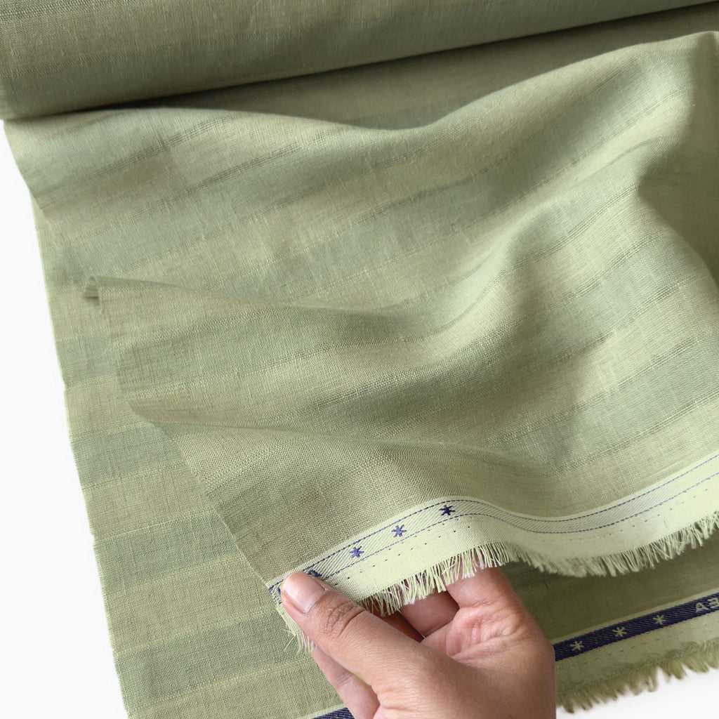 Dusty Green & Grey Stripes 60 LEA Linen Fabric