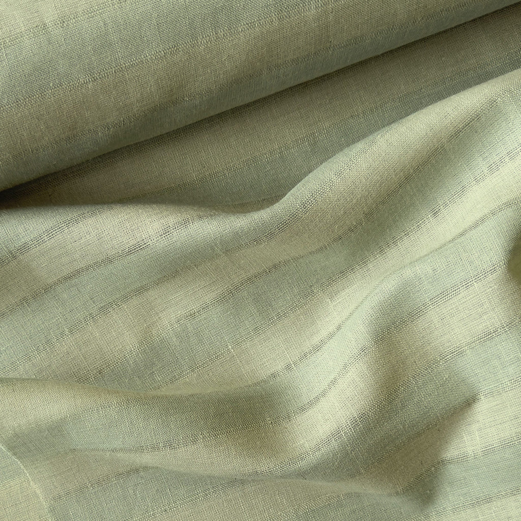 Dusty Green & Grey Stripes 60 LEA Linen Fabric