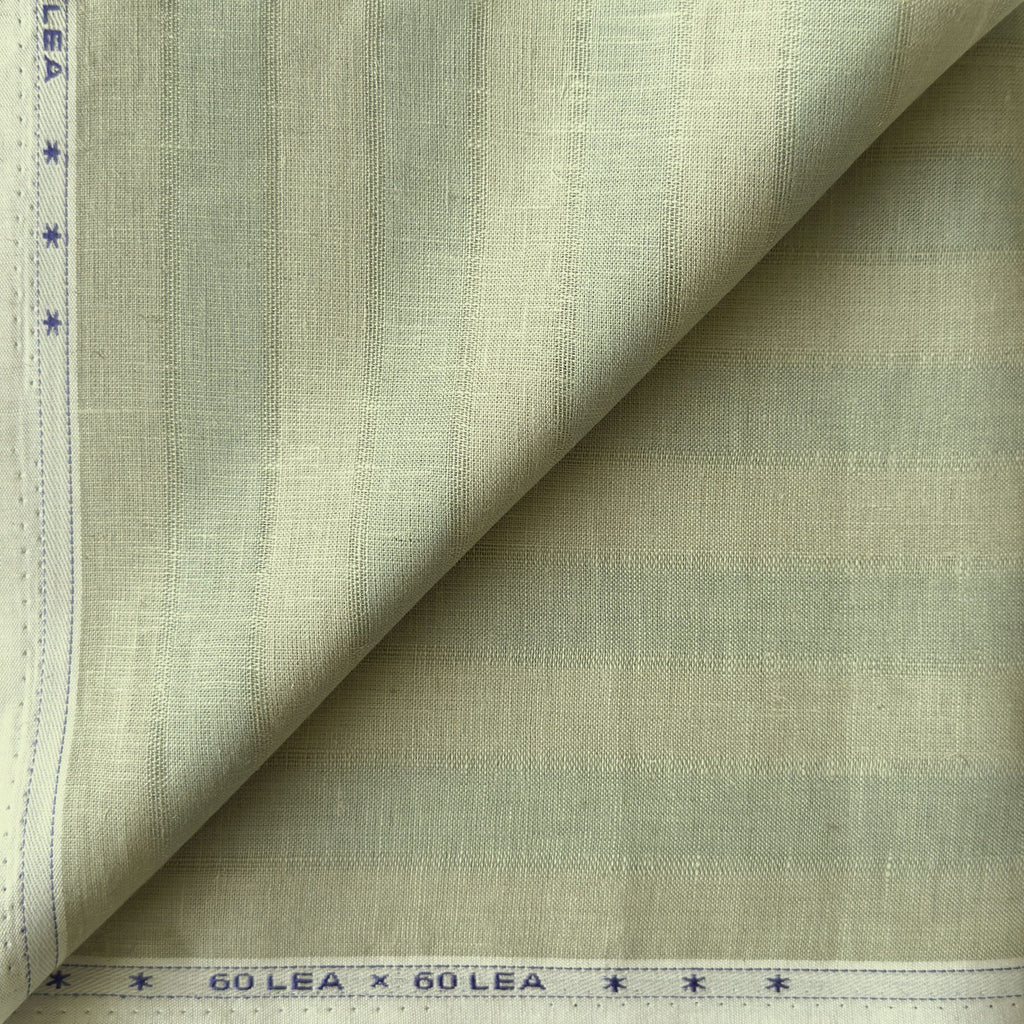 Dusty Green & Grey Stripes 60 LEA Linen Fabric