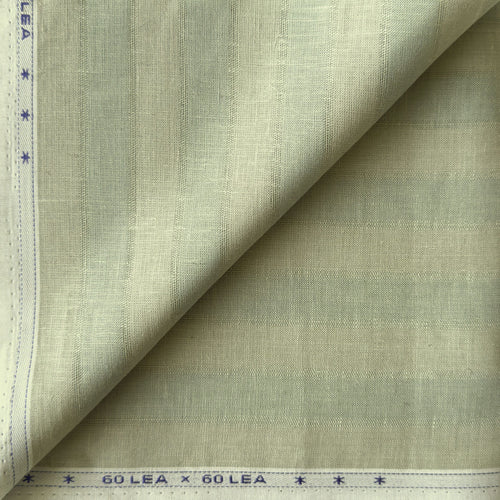 Dusty Green & Grey Stripes 60 LEA Linen Fabric