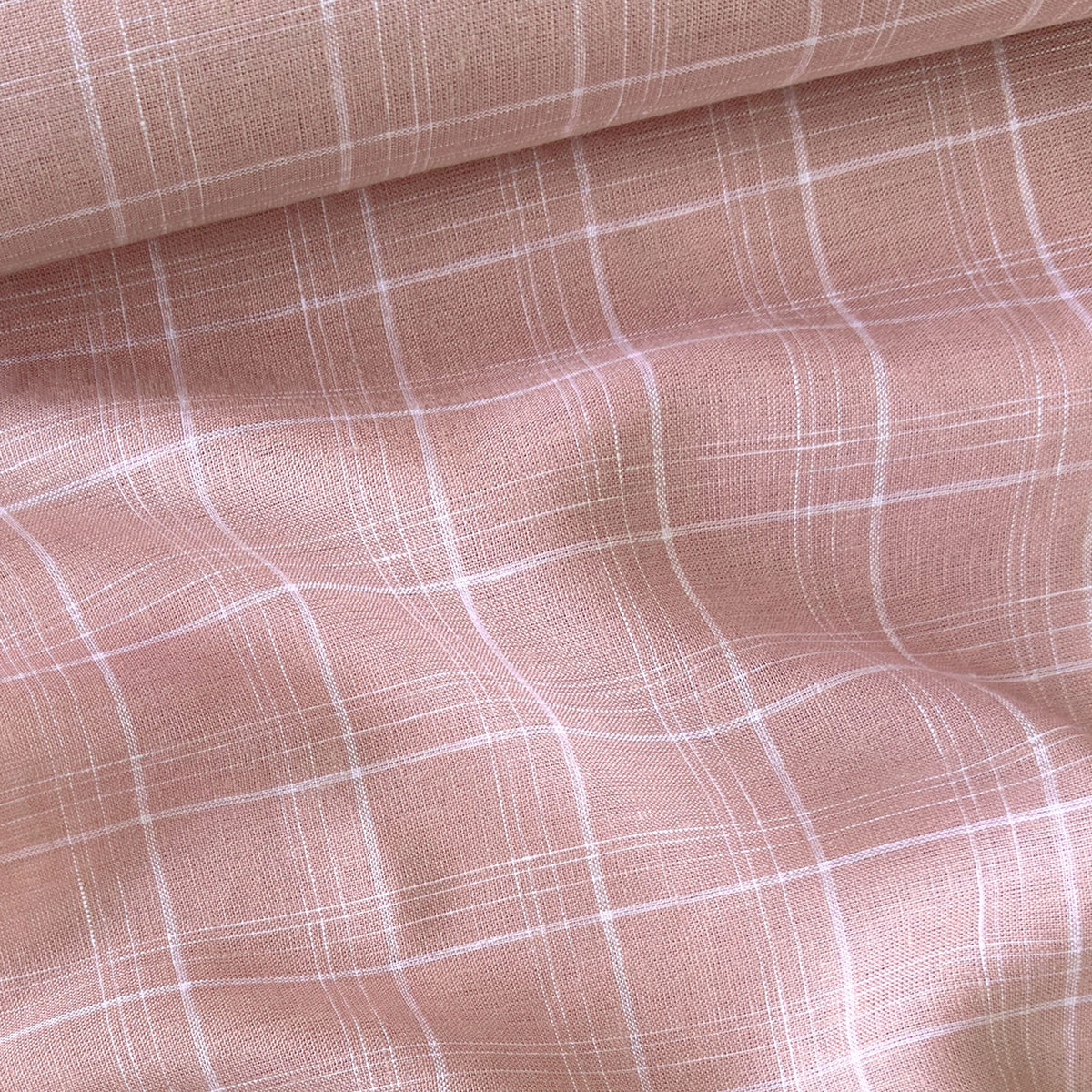 Dusty Pink & White Checks 60 LEA Linen Fabric