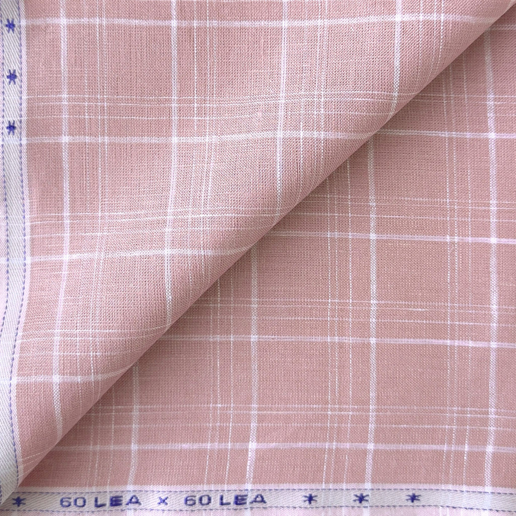 Dusty Pink & White Checks 60 LEA Linen Fabric