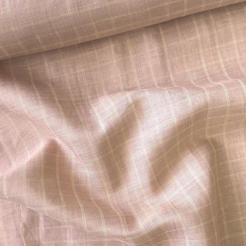 Dusty Rose & Beige Checks 60 LEA Linen Fabric