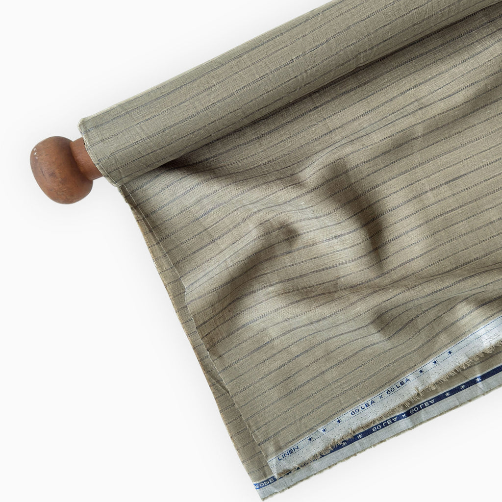 Earthy Brown & Violet Stripes 60 LEA Linen Fabric