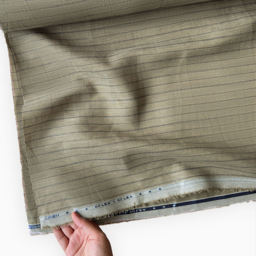 Earthy Brown & Violet Stripes 60 LEA Linen Fabric