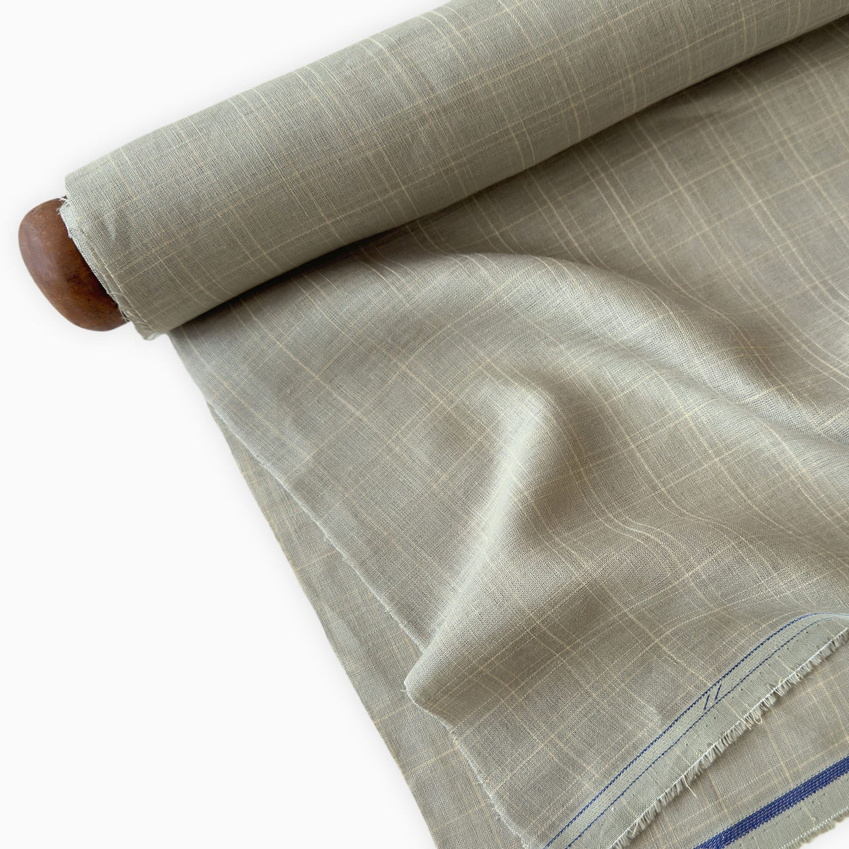 Earthy Grey & Beige Checks 60 LEA Linen Fabric