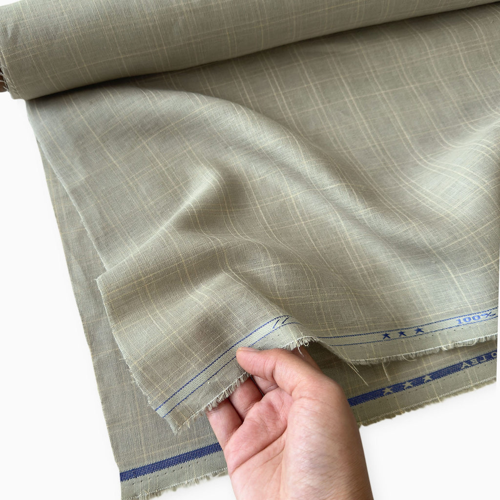 Earthy Grey & Beige Checks 60 LEA Linen Fabric