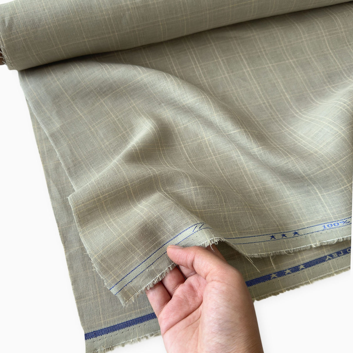 Earthy Grey & Beige Checks 60 LEA Linen Fabric