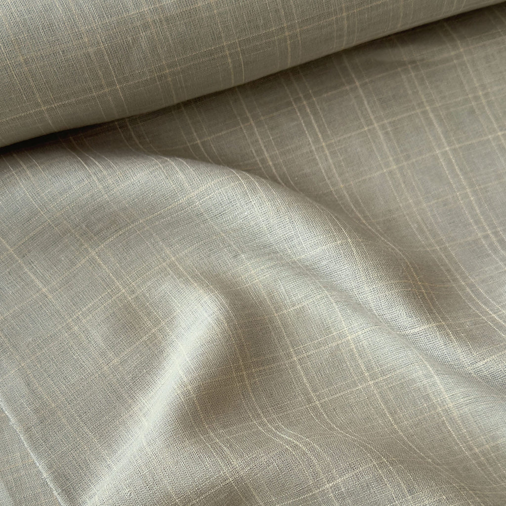 Earthy Grey & Beige Checks 60 LEA Linen Fabric