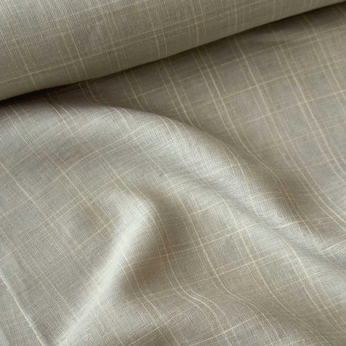Earthy Grey & Beige Checks 60 LEA Linen Fabric