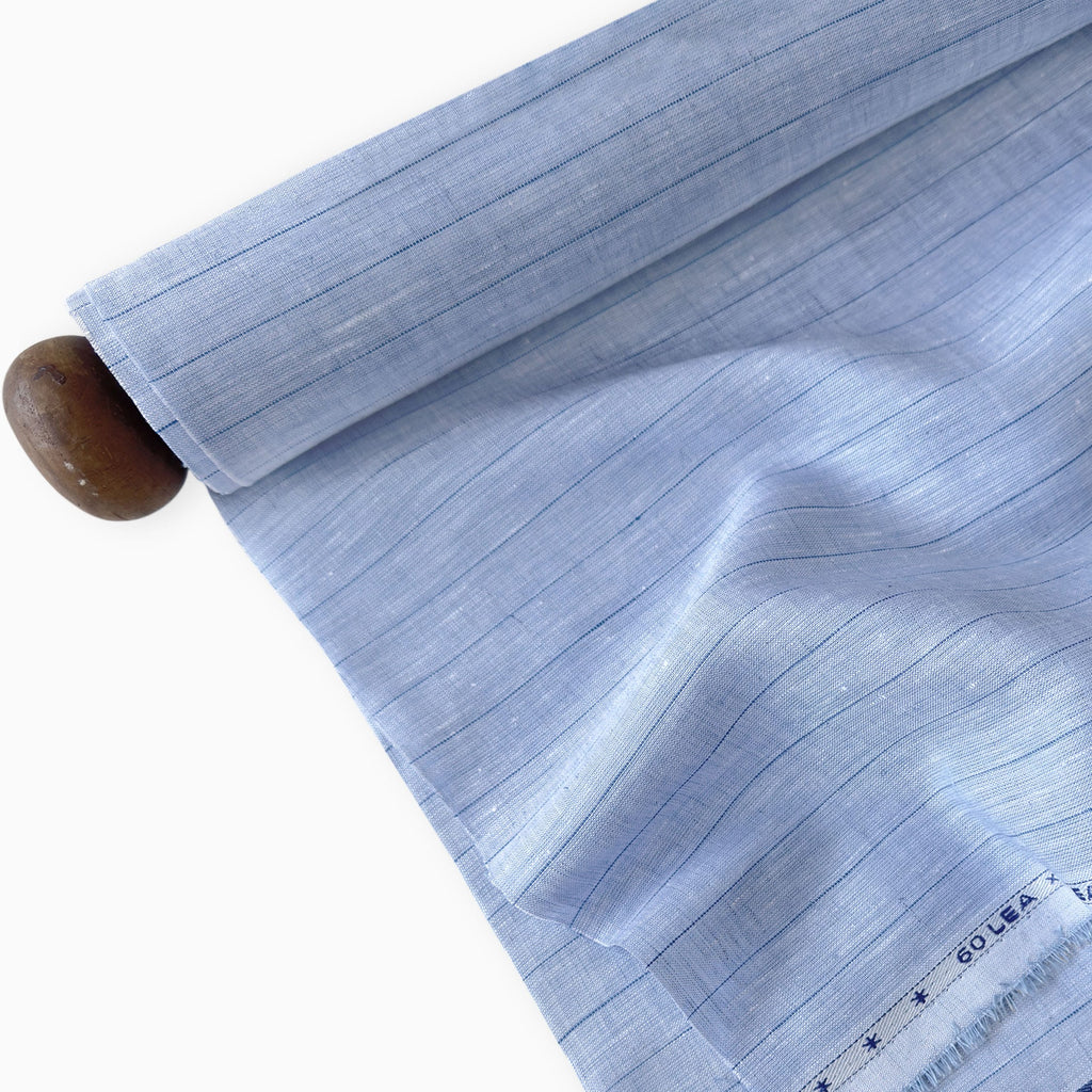 Light Denim & Blue Stripes 60 LEA Linen Fabric