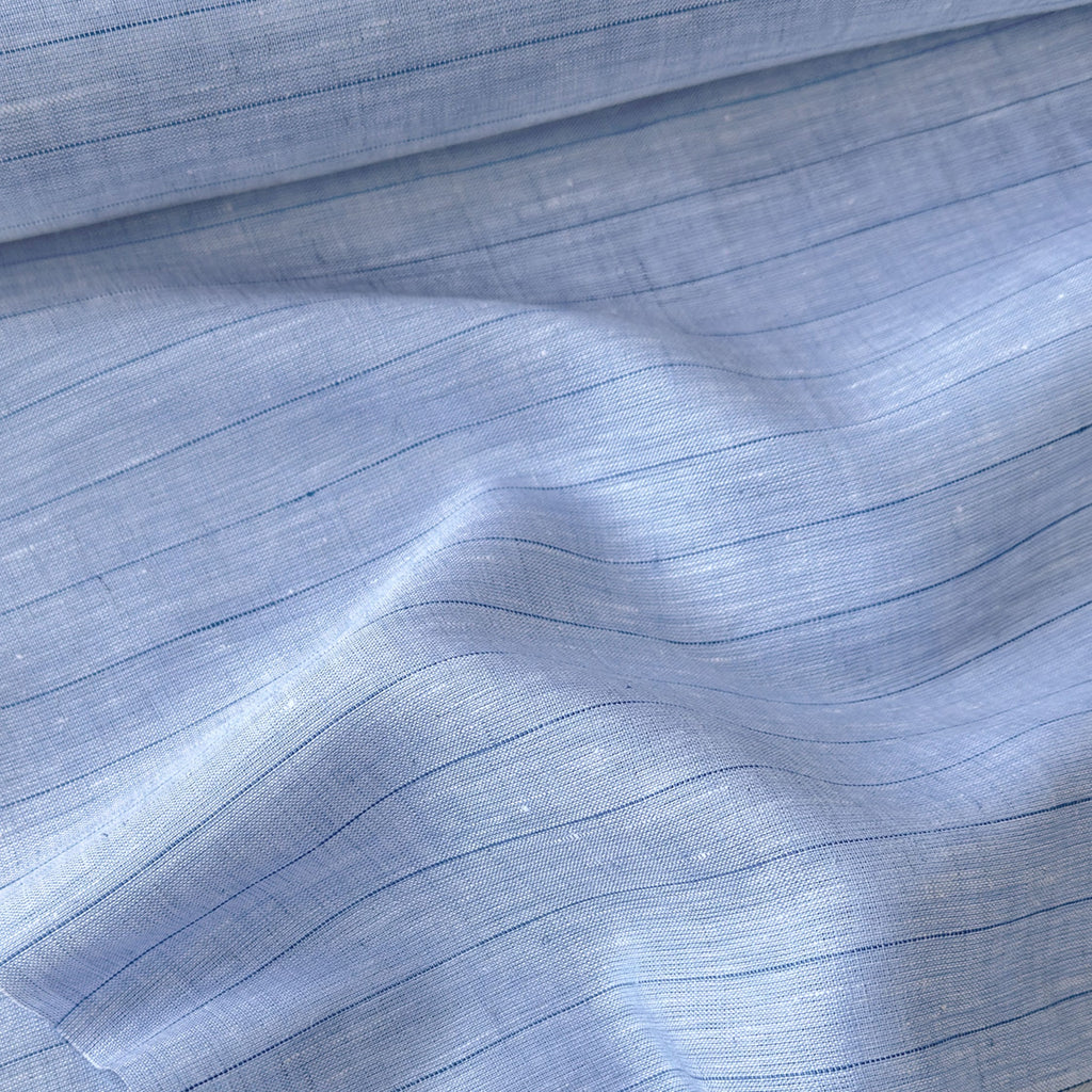 Light Denim & Blue Stripes 60 LEA Linen Fabric