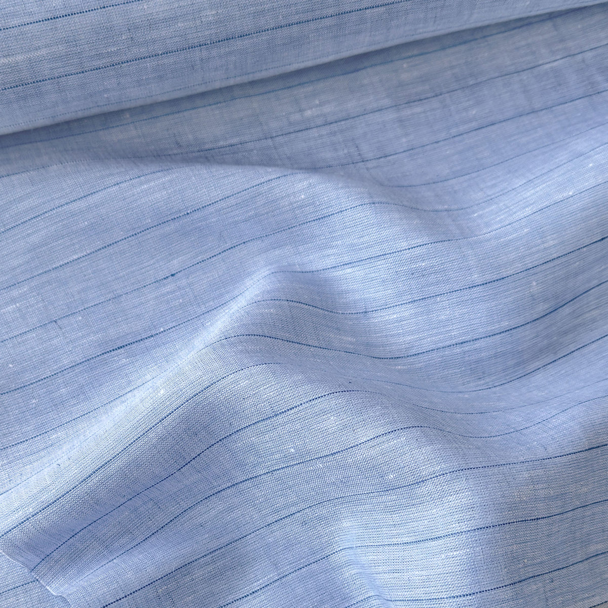 Light Denim & Blue Stripes 60 LEA Linen Fabric