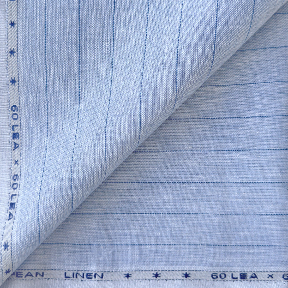 Light Denim & Blue Stripes 60 LEA Linen Fabric