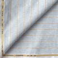 Light Denim & Brown Stripes 60 LEA Linen Fabric