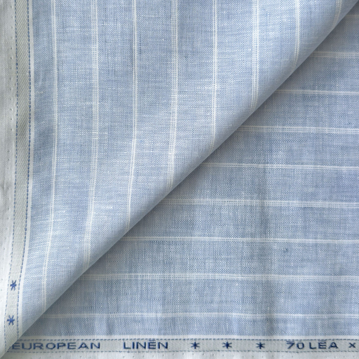 Light Denim & White Stripes 70 LEA Linen Fabric