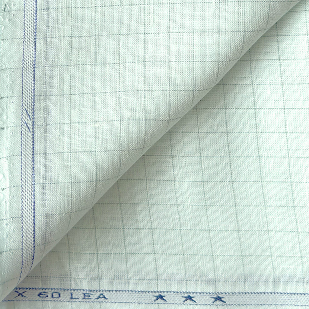 Light Green & Dark Green Checks 60 LEA Linen Fabric