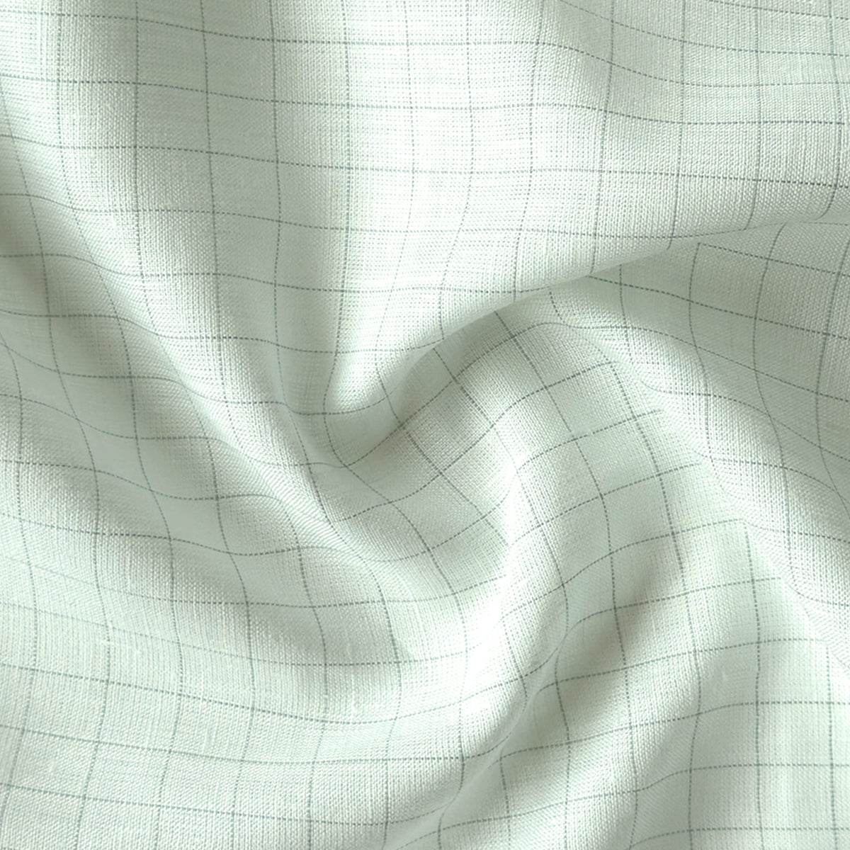 Light Green & Dark Green Checks 60 LEA Linen Fabric