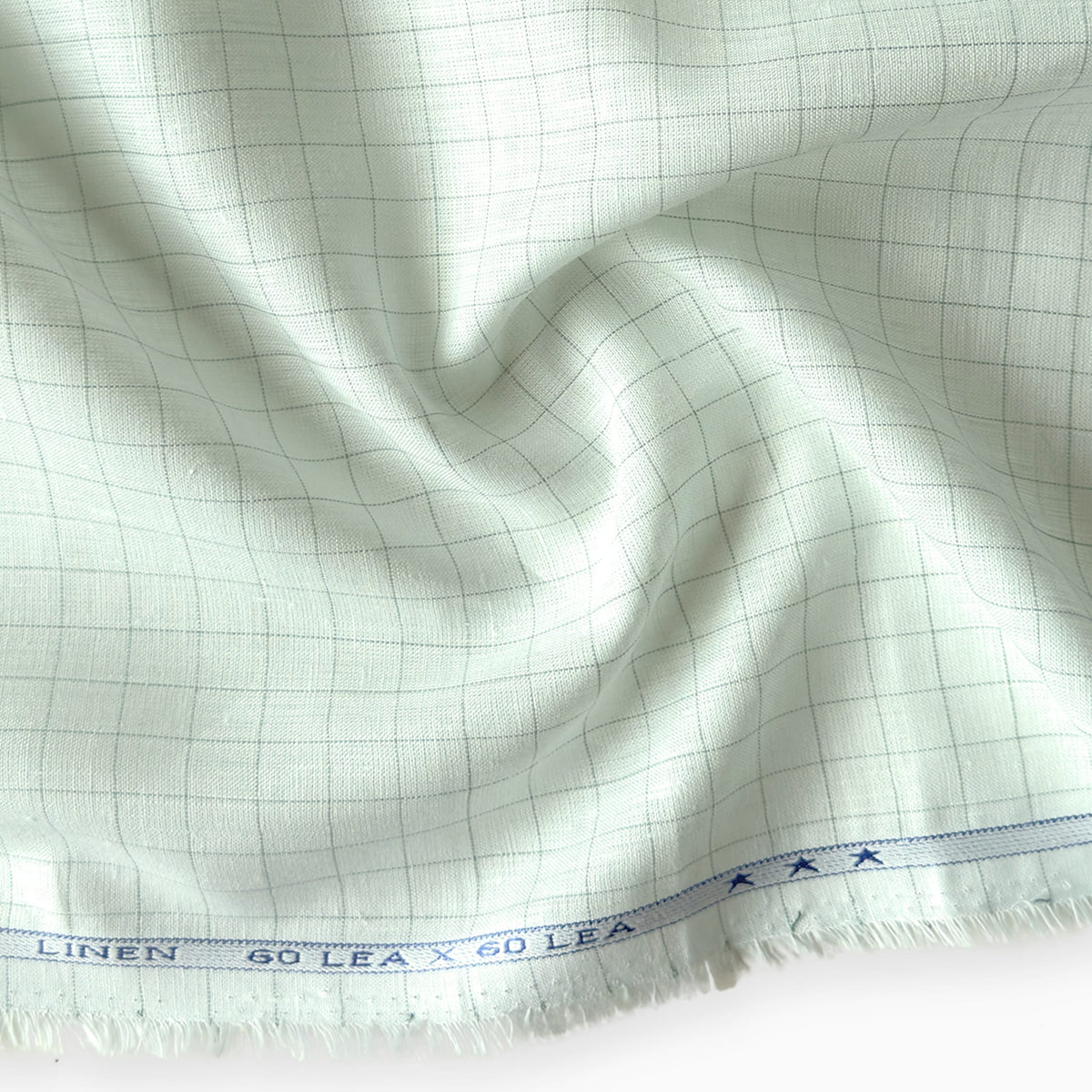 Light Green & Dark Green Checks 60 LEA Linen Fabric