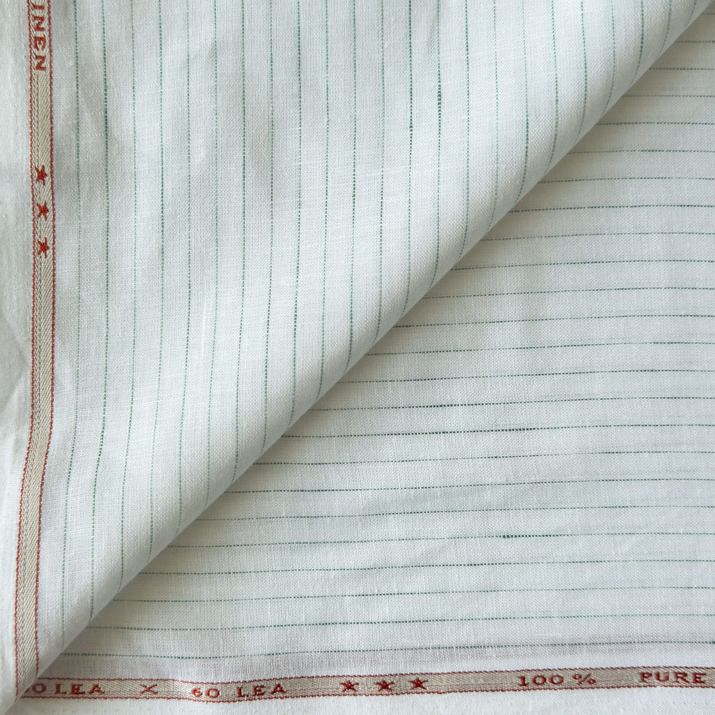 Light Green & Green Stripes 60 LEA Linen Fabric