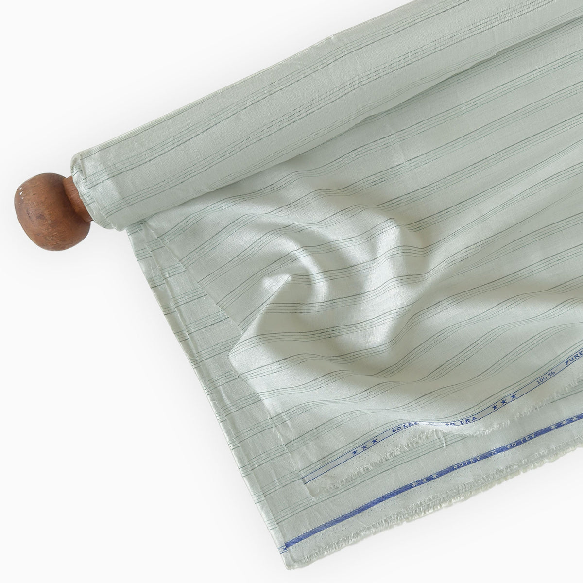 Light Green & Grey-Green Stripes 60 LEA Linen Fabric