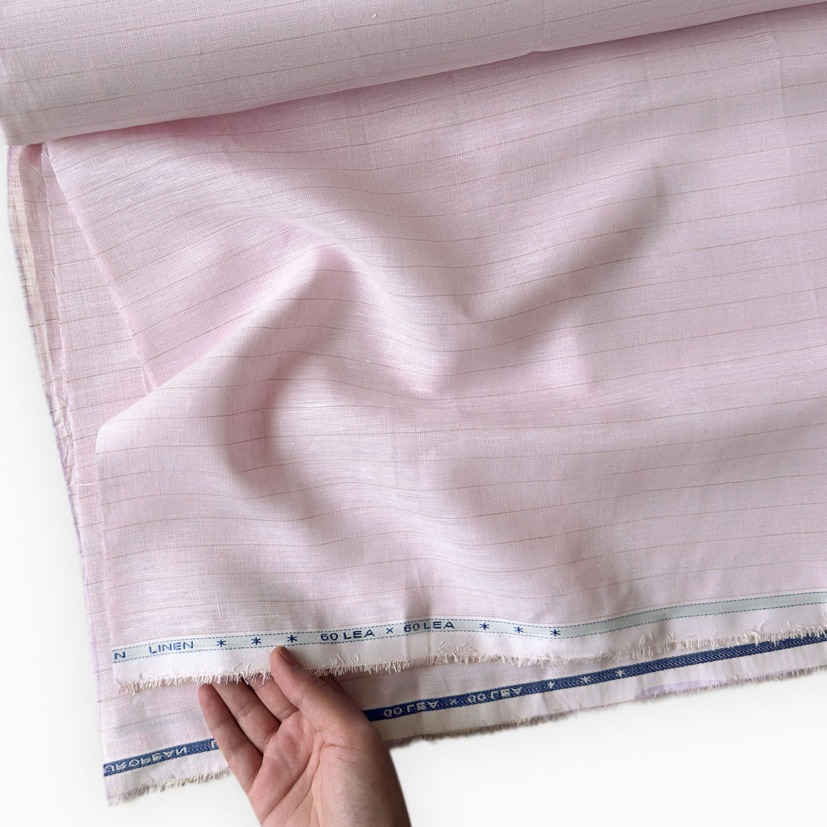 Light Pink & Beige Stripes 60 LEA Linen Fabric