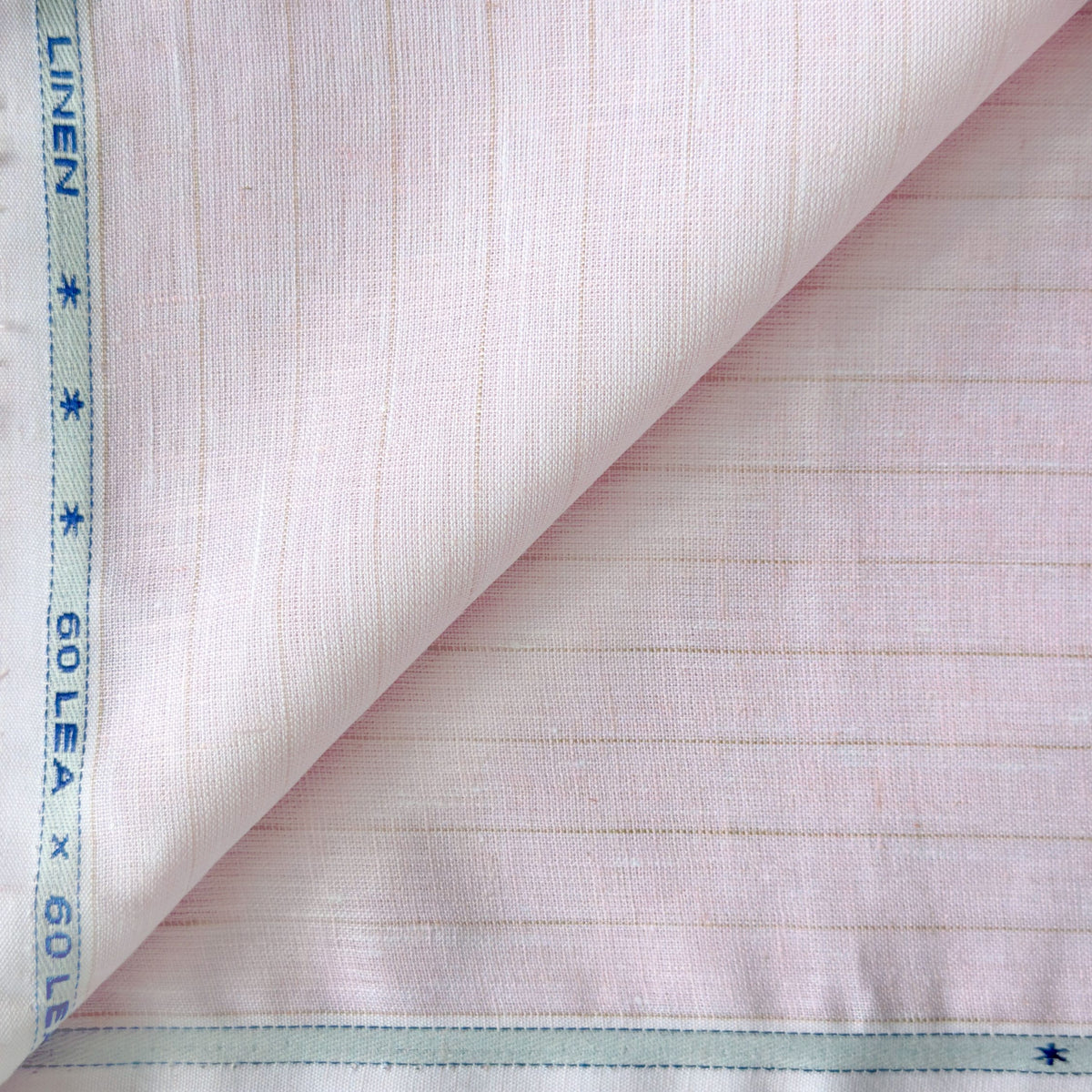 Light Pink & Beige Stripes 60 LEA Linen Fabric