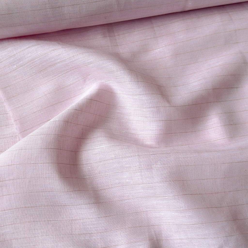 Light Pink & Beige Stripes 60 LEA Linen Fabric