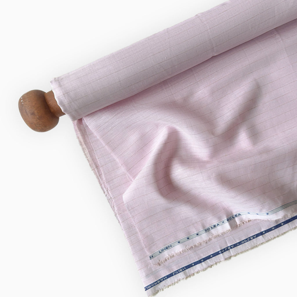 Light Pink & Beige Stripes 60 LEA Linen Fabric