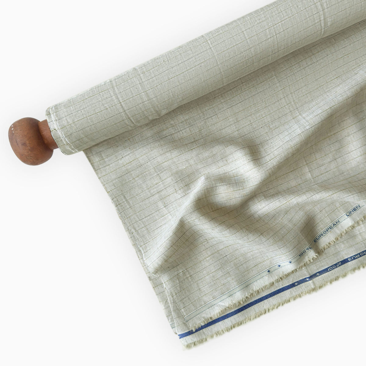 Natural Grey & Green-Grey Stripes 60 LEA Linen Fabric